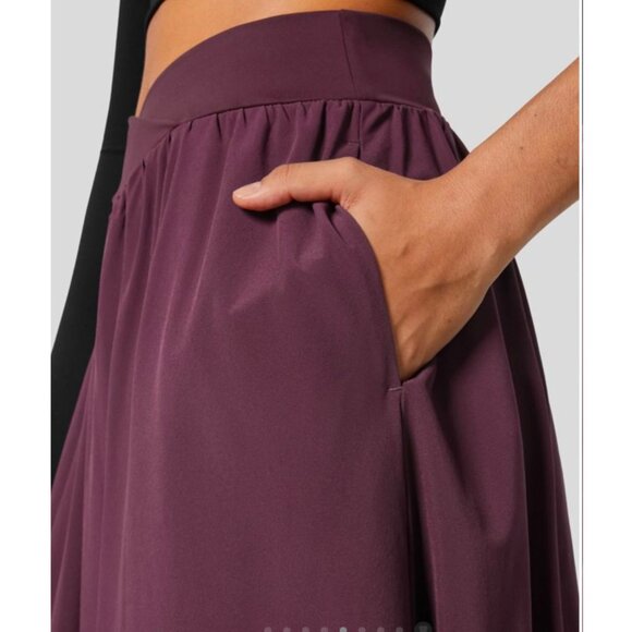Halara Breezeful Crossover High Waisted 2-in-1 Midi Flare Skirt sz Small Burgund - Picture 16 of 16